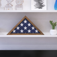 Flash Furniture HFMHD-GDIS-CRE8-702315-GG Sheehan Weathered Wood Memorial Flag Display Case - Solid Wood Military Flag Display Case for 9.5 x 5 American Veteran Flag